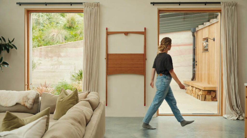 hideaway desk for small space in modern UK living room