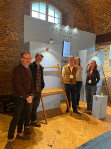 The Leandesk team at the stand in St James's Church at Clerkenwell Design Week 2026