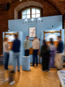 Visitors to the stand experience Leandesk first hand at Clerkenwell Design Week 2026